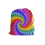 Psychedelic Rainbow Spiral Drawstring Pouch (Large)