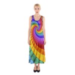 Psychedelic Rainbow Spiral Sleeveless Maxi Dress