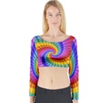 Psychedelic Rainbow Spiral Long Sleeve Crop Top (Tight Fit)