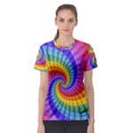 Psychedelic Rainbow Spiral Women s Sport Mesh Tee