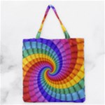 Psychedelic Rainbow Spiral Grocery Tote Bag