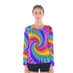 Psychedelic Rainbow Spiral Women s Long Sleeve Tee