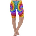 Psychedelic Rainbow Spiral Cropped Leggings 