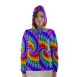 Psychedelic Rainbow Spiral Hooded Wind Breaker (Women)