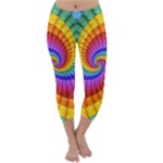 Psychedelic Rainbow Spiral Capri Winter Leggings 