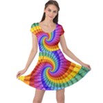 Psychedelic Rainbow Spiral Cap Sleeve Dress