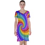 Psychedelic Rainbow Spiral Short Sleeve Nightdress