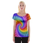 Psychedelic Rainbow Spiral Women s Cap Sleeve Top