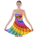 Psychedelic Rainbow Spiral Strapless Bra Top Dress