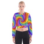 Psychedelic Rainbow Spiral Women s Cropped Sweatshirt