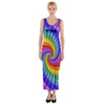 Psychedelic Rainbow Spiral Fitted Maxi Dress