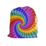 Psychedelic Rainbow Spiral Drawstring Pouch (XL)