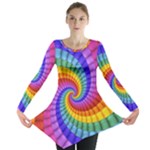 Psychedelic Rainbow Spiral Long Sleeve Tunic 