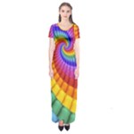 Psychedelic Rainbow Spiral Short Sleeve Maxi Dress