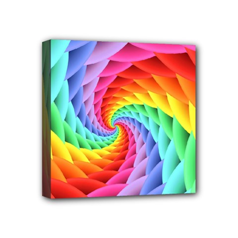 Psychedelic Rainbow Spiral Mini Canvas 4  x 4  (Stretched) from ArtsNow.com