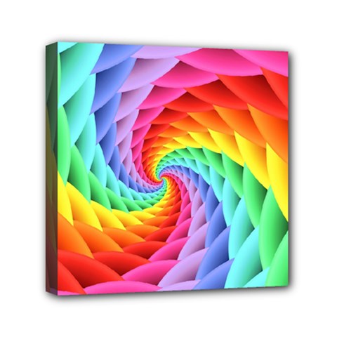 Psychedelic Rainbow Spiral Mini Canvas 6  x 6  (Stretched) from ArtsNow.com