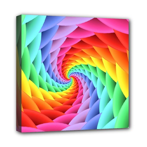 Psychedelic Rainbow Spiral Mini Canvas 8  x 8  (Stretched) from ArtsNow.com