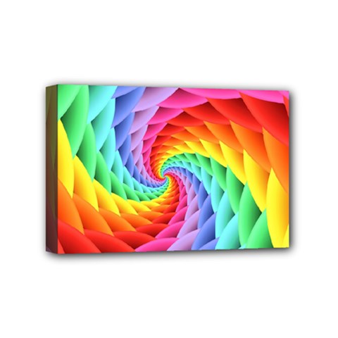 Psychedelic Rainbow Spiral Mini Canvas 6  x 4  (Stretched) from ArtsNow.com