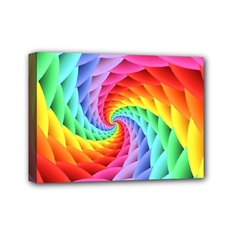 Psychedelic Rainbow Spiral Mini Canvas 7  x 5  (Stretched) from ArtsNow.com