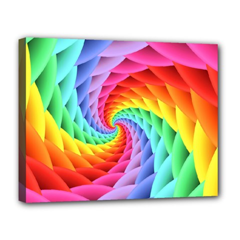 Psychedelic Rainbow Spiral Canvas 14  x 11  (Stretched) from ArtsNow.com