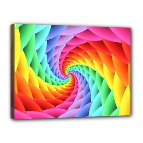 Psychedelic Rainbow Spiral Canvas 16  x 12  (Stretched) from ArtsNow.com