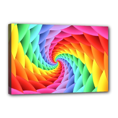 Psychedelic Rainbow Spiral Canvas 18  x 12  (Stretched) from ArtsNow.com