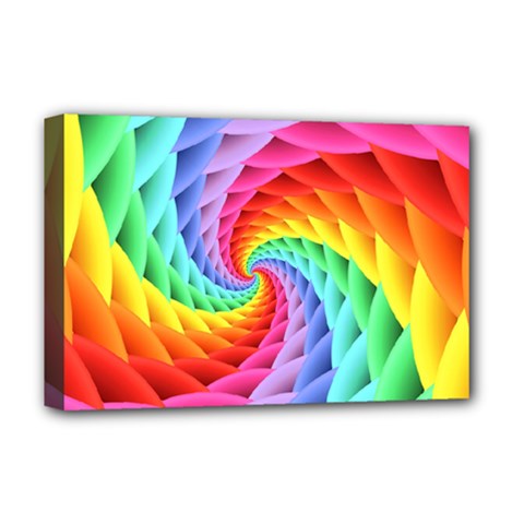 Psychedelic Rainbow Spiral Deluxe Canvas 18  x 12  (Stretched) from ArtsNow.com