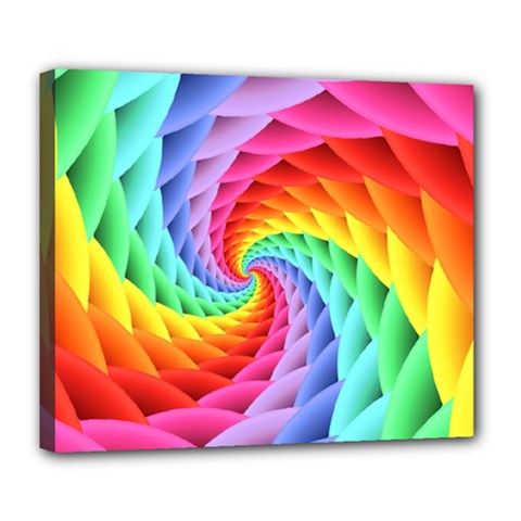 Psychedelic Rainbow Spiral Deluxe Canvas 24  x 20  (Stretched) from ArtsNow.com