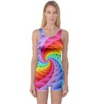 Psychedelic Rainbow Spiral One Piece Boyleg Swimsuit