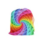 Psychedelic Rainbow Spiral Drawstring Pouch (Large)