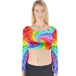 Psychedelic Rainbow Spiral Long Sleeve Crop Top (Tight Fit)