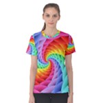 Psychedelic Rainbow Spiral Women s Cotton Tee