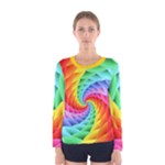 Psychedelic Rainbow Spiral Women s Long Sleeve Tee