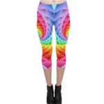 Psychedelic Rainbow Spiral Capri Leggings 