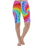 Psychedelic Rainbow Spiral Cropped Leggings 