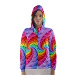 Psychedelic Rainbow Spiral Hooded Wind Breaker (Women)