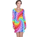 Psychedelic Rainbow Spiral Long Sleeve Nightdress