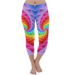 Psychedelic Rainbow Spiral Capri Winter Leggings 