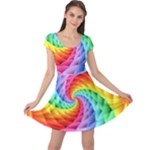 Psychedelic Rainbow Spiral Cap Sleeve Dress