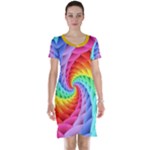 Psychedelic Rainbow Spiral Short Sleeve Nightdress