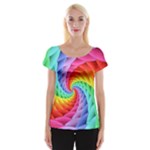 Psychedelic Rainbow Spiral Women s Cap Sleeve Top