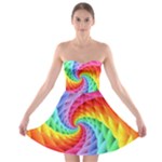 Psychedelic Rainbow Spiral Strapless Bra Top Dress