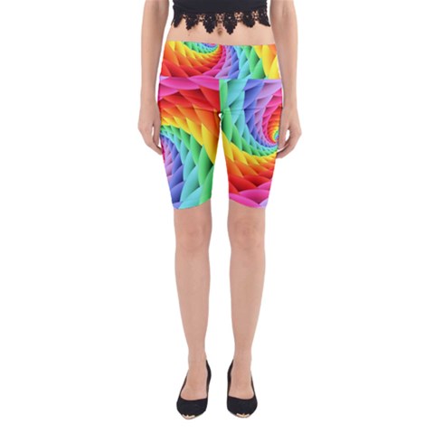 Psychedelic Rainbow Spiral Yoga Cropped Leggings from ArtsNow.com