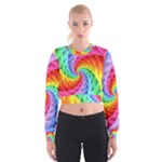 Psychedelic Rainbow Spiral Women s Cropped Sweatshirt