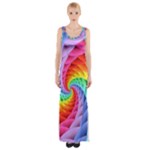 Psychedelic Rainbow Spiral Maxi Thigh Split Dress