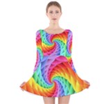 Psychedelic Rainbow Spiral Long Sleeve Velvet Skater Dress