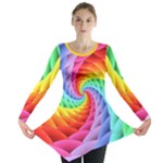 Psychedelic Rainbow Spiral Long Sleeve Tunic 