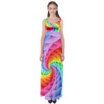 Psychedelic Rainbow Spiral Empire Waist Maxi Dress