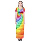 Psychedelic Rainbow Spiral Short Sleeve Maxi Dress