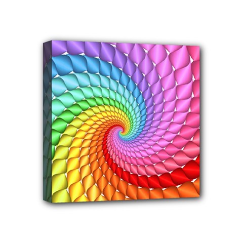 Psychedelic Rainbow Spiral Mini Canvas 4  x 4  (Stretched) from ArtsNow.com